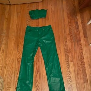 St Patricks Leather Green Strapless Top